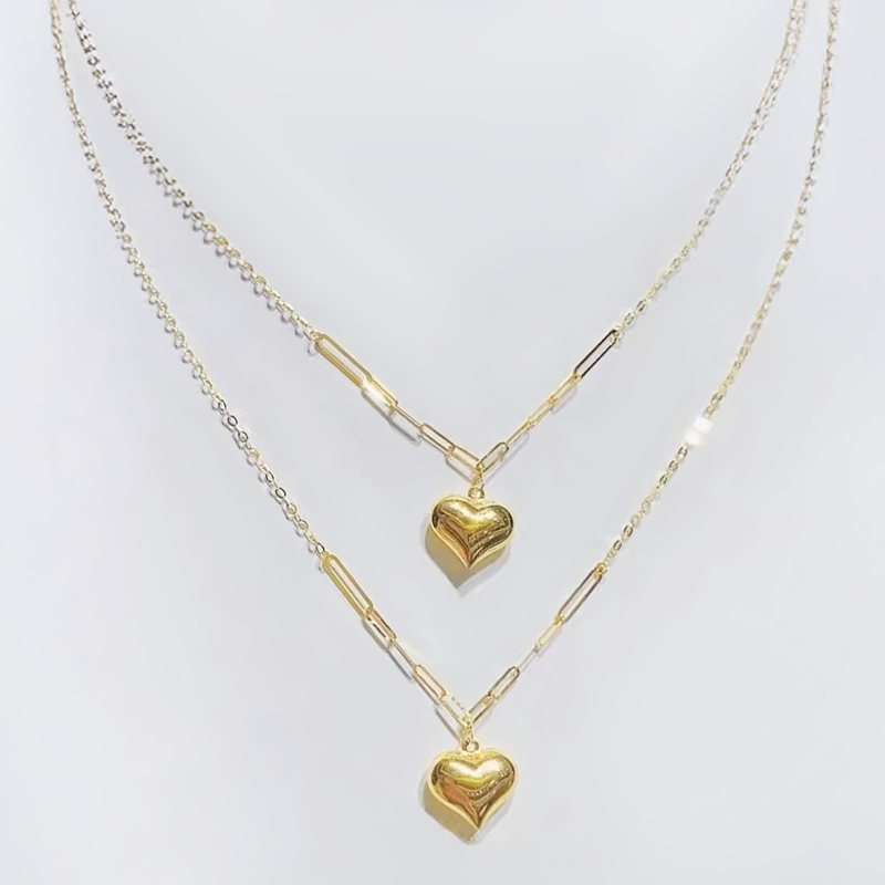 18K Gold Heart Necklace Pure AU750 Clavicle Chain Fine Jewelry Gift for Women