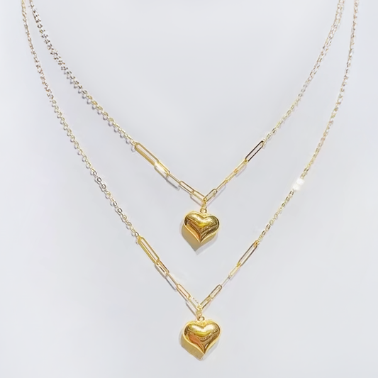 18K Gold Heart Necklace Pure AU750 Clavicle Chain Fine Jewelry Gift for Women